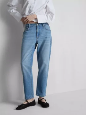 Mid-rise cotton denim straight-leg jeans