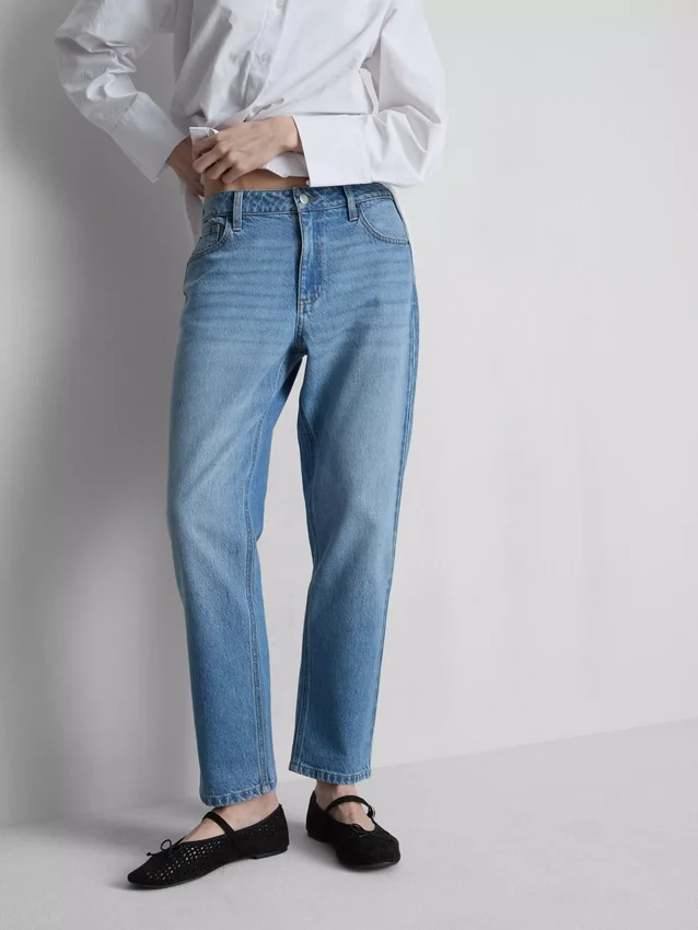 Mid-rise cotton denim straight-leg jeans