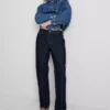 Mid-rise cotton denim straight-leg jeans