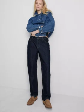 Mid-rise cotton denim straight-leg jeans