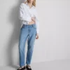 Mid-rise cotton denim straight-leg jeans