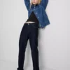 Mid-rise cotton denim straight-leg jeans