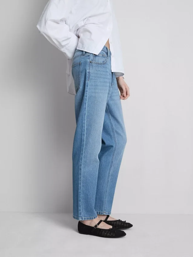 Mid-rise cotton denim straight-leg jeans