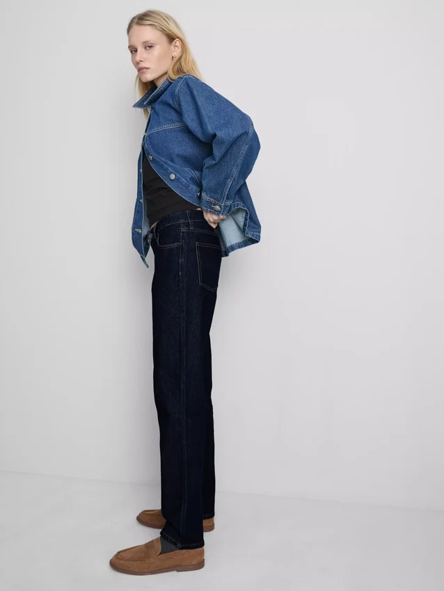 Mid-rise cotton denim straight-leg jeans