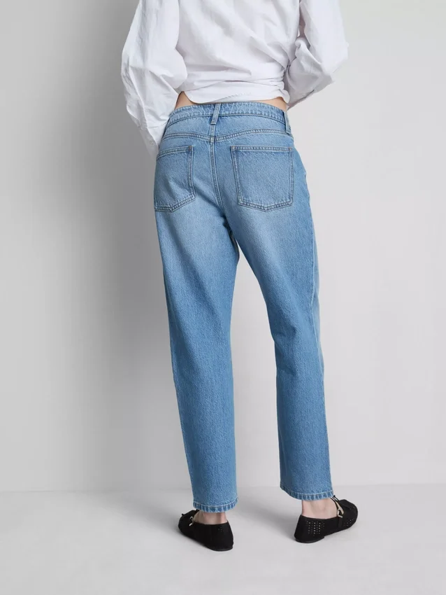 Mid-rise cotton denim straight-leg jeans