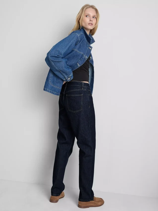 Mid-rise cotton denim straight-leg jeans