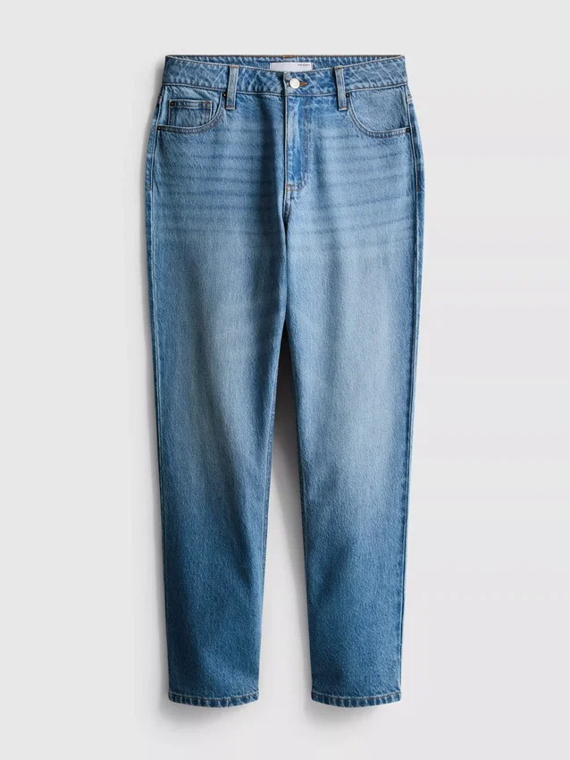 Mid-rise cotton denim straight-leg jeans