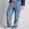Mid-rise loose cargo jeans