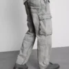 Mid-rise loose cargo jeans