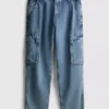 Mid-rise loose cargo jeans