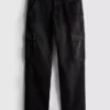 Mid-rise loose cargo jeans