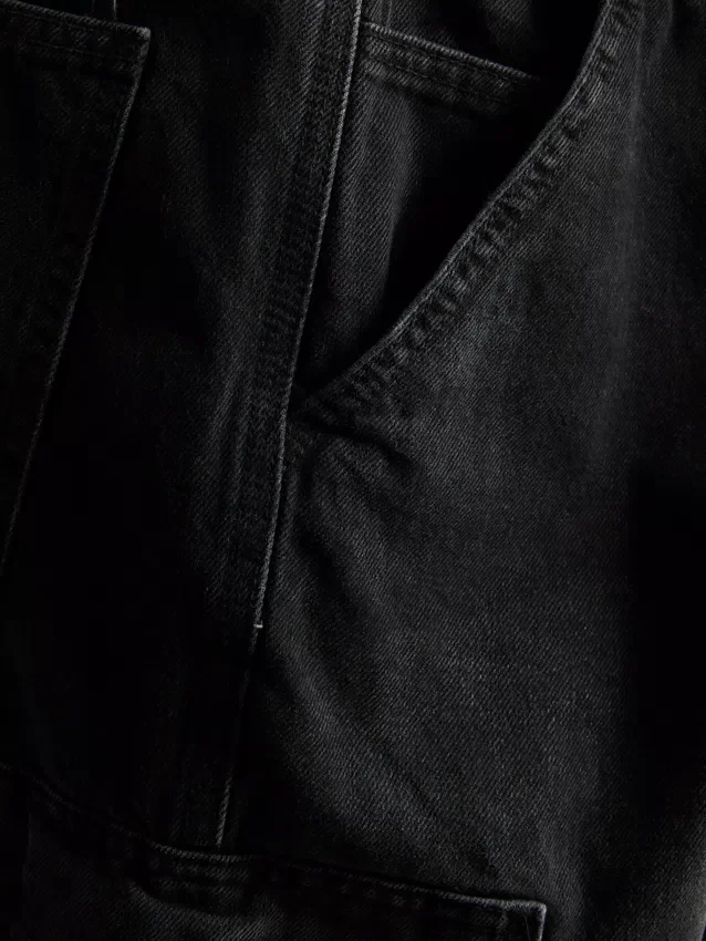 Mid-rise loose cargo jeans