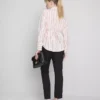 Mid rise pleated stretch pants