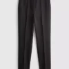Mid rise pleated stretch pants
