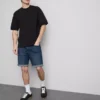 Mid-rise slim denim shorts