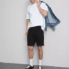 Mid-rise slim denim shorts