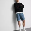 Mid-rise slim denim shorts