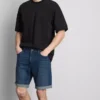 Mid-rise slim denim shorts