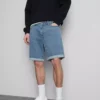 Mid-rise slim denim shorts