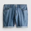 Mid-rise slim denim shorts