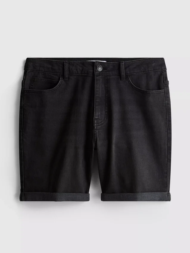 Mid-rise slim denim shorts
