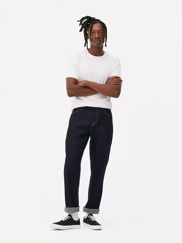Mid-rise straight leg jeans