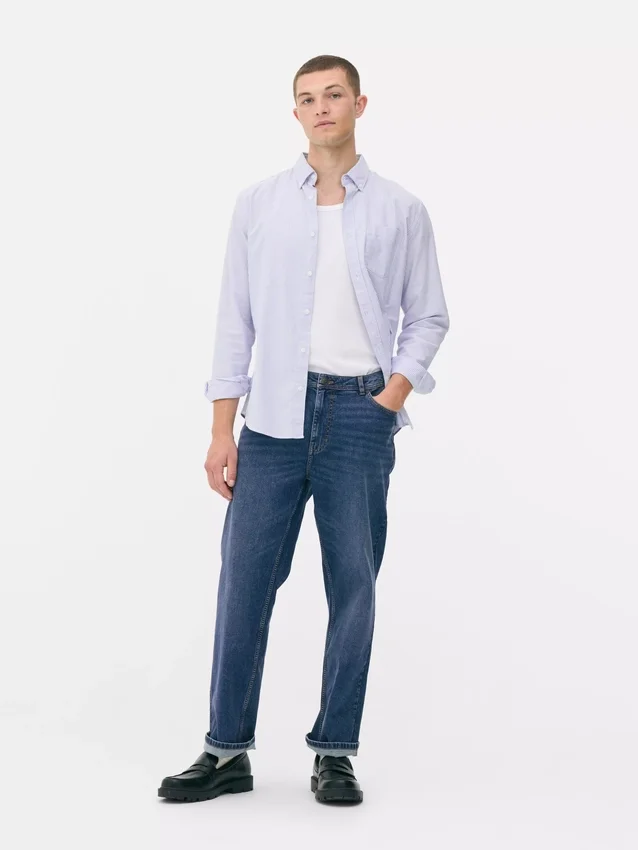Mid-rise straight-leg jeans