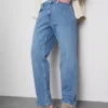 Mid-rise straight-leg jeans