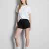 Mid-rise turn-up denim shorts