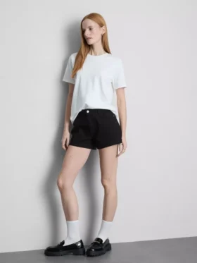 Mid-rise turn-up denim shorts