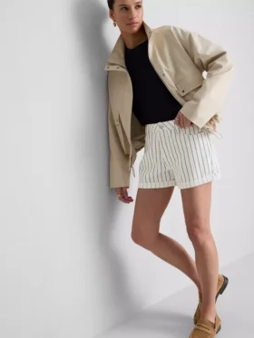 Mid-rise turn-up denim shorts