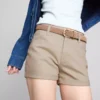 Mid-rise turn-up denim shorts