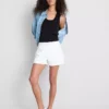 Mid-rise turn-up denim shorts