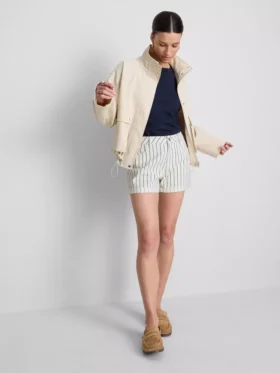 Mid-rise turn-up denim shorts