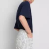 Mid-rise turn-up denim shorts