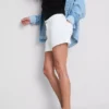 Mid-rise turn-up denim shorts