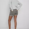 Mid-rise turn-up denim shorts