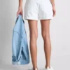 Mid-rise turn-up denim shorts