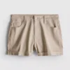 Mid-rise turn-up denim shorts