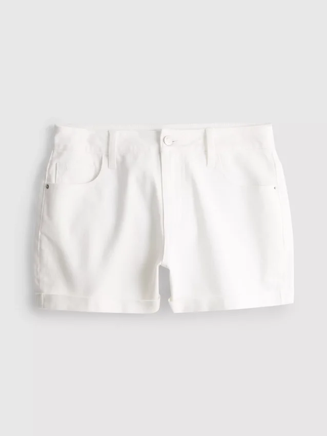 Mid-rise turn-up denim shorts