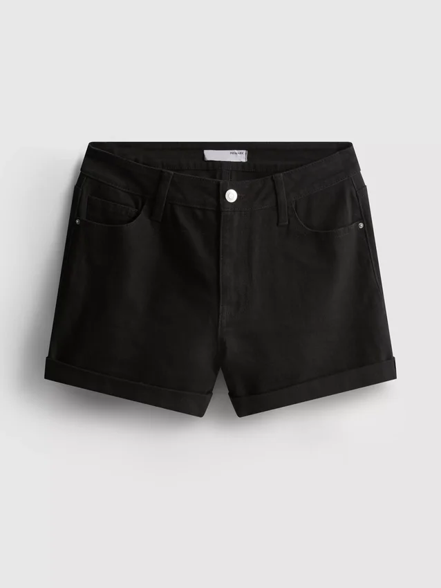Mid-rise turn-up denim shorts