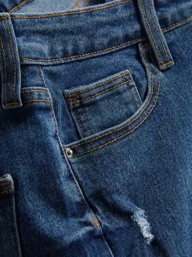 Mid-rise turn-up denim shorts