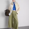 Mid-rise wide leg culotte pants