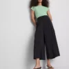 Mid-rise wide leg culotte pants