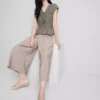 Mid-rise wide leg culotte pants
