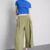 Mid-rise wide leg culotte pants