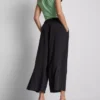 Mid-rise wide leg culotte pants