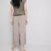 Mid-rise wide leg culotte pants