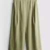 Mid-rise wide leg culotte pants