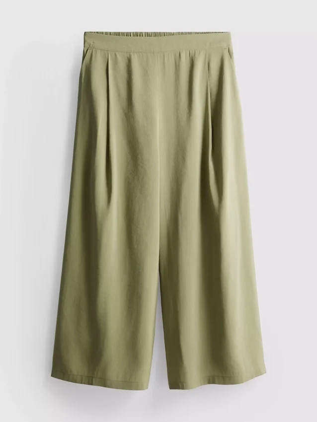 Mid-rise wide leg culotte pants